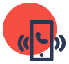 drawing of a mobile phone ringing with red circle in the background